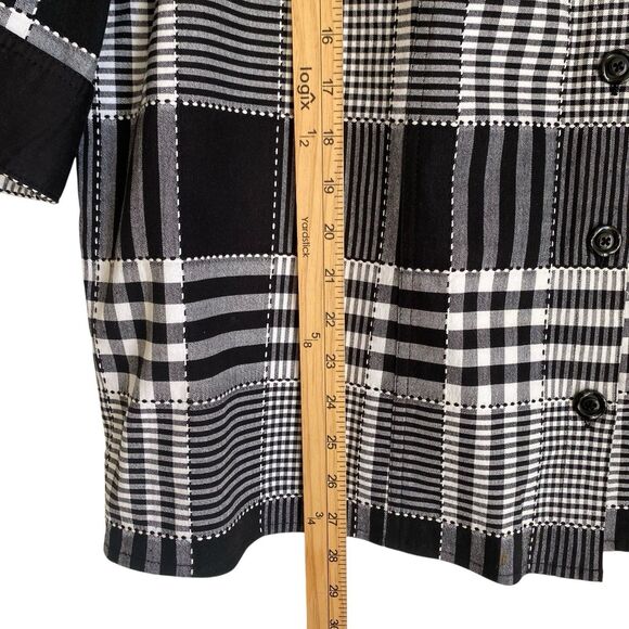 CJ Banks Blazer Jacket 2X Plaid Front Button 3/4 Sleeve Lightweight Stretch - Picture 5 of 9